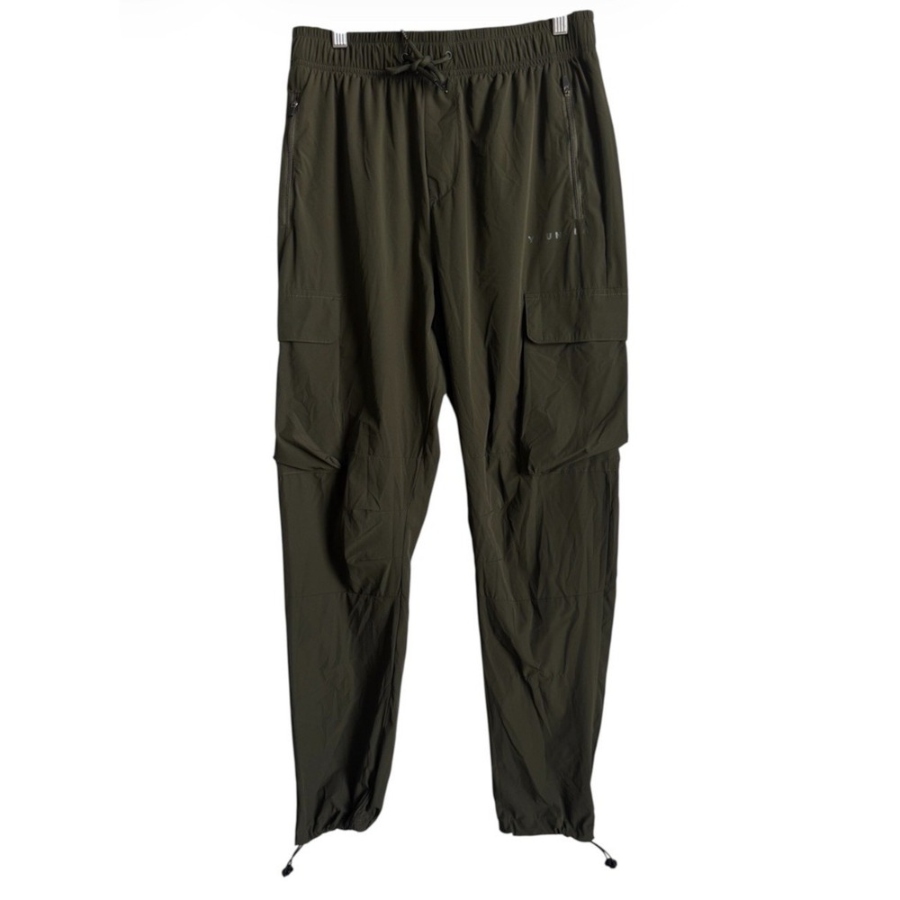 YOUNGLA Mens 218 Cargo Joggers Pants M Olive Green Lightweight Gym Streetwear